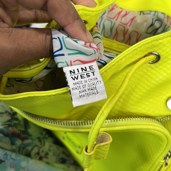 Nine West Bright Lights Python Embossed Backpack/Purse - Yellow - Picture 9 of 11